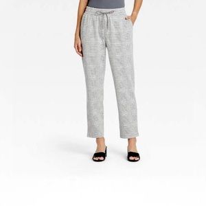 Womens plaid high rise knit pull on pants- a new day large